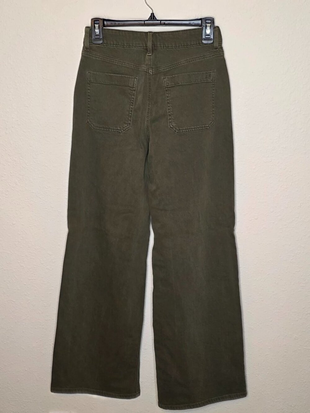 American Eagle Super High-Rise Baggy Wide Leg Olive Women's Jeans, Size 0 Reg - Picture 2 of 9